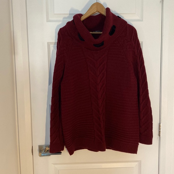 KARL LAGERFELD - paris cowl neck swester burgundy size XL (no tag) - Picture 2 of 7